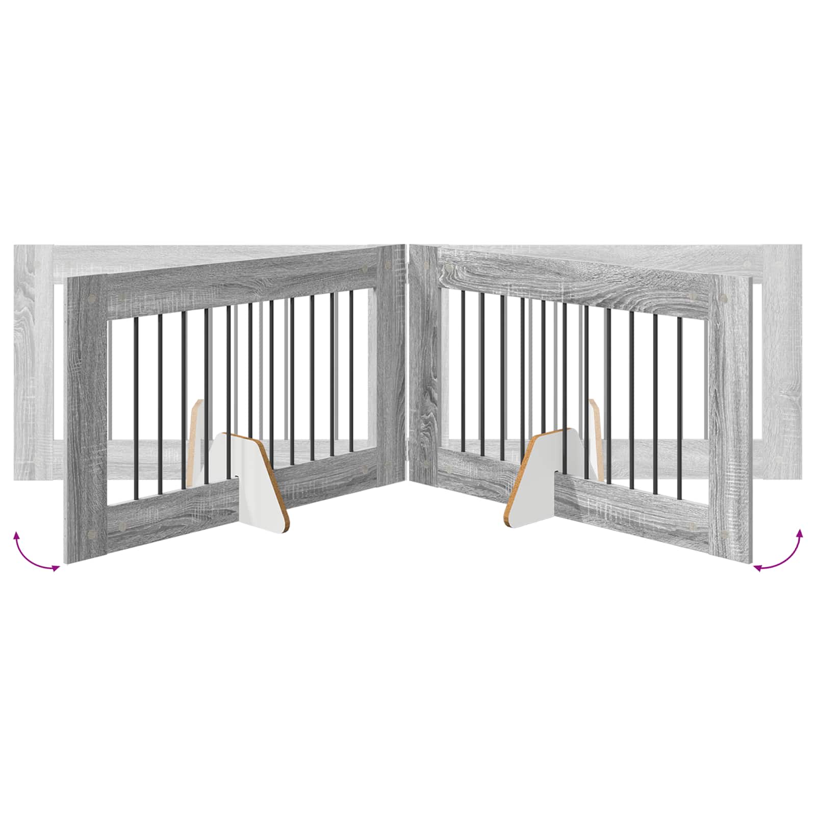 Skládací psí brána se stojany 4 pcs Šedá sonoma 401 cm