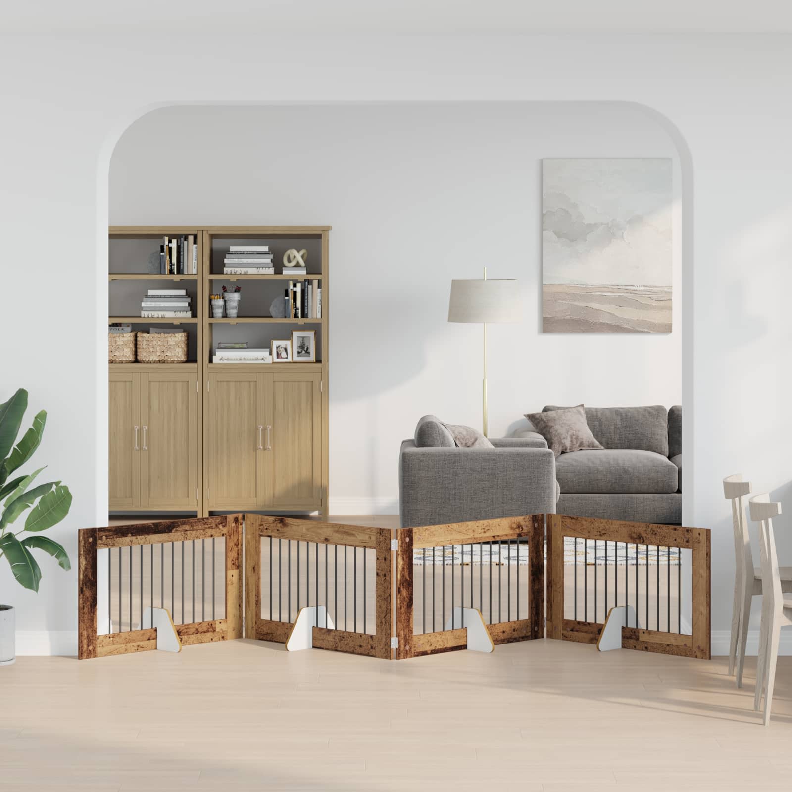 Skládací psí brána se stojany 4 pcs Staré dřevo 401 cm