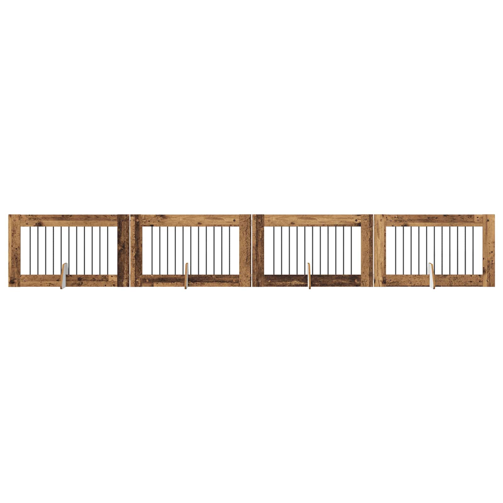 Skládací psí brána se stojany 4 pcs Staré dřevo 401 cm