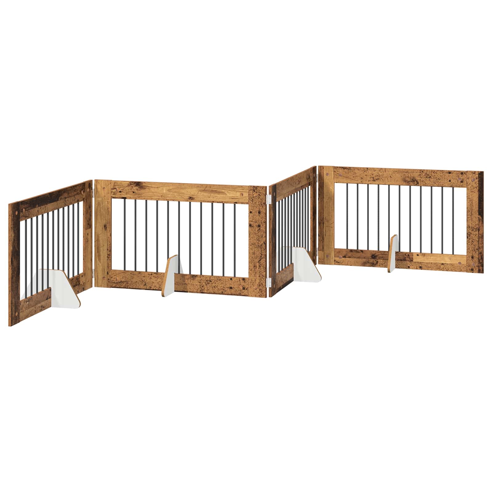 Skládací psí brána se stojany 4 pcs Staré dřevo 401 cm