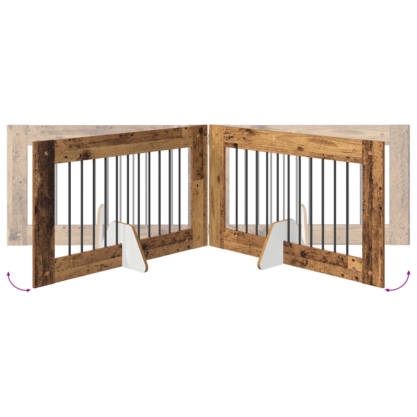 Skládací psí brána se stojany 4 pcs Staré dřevo 401 cm