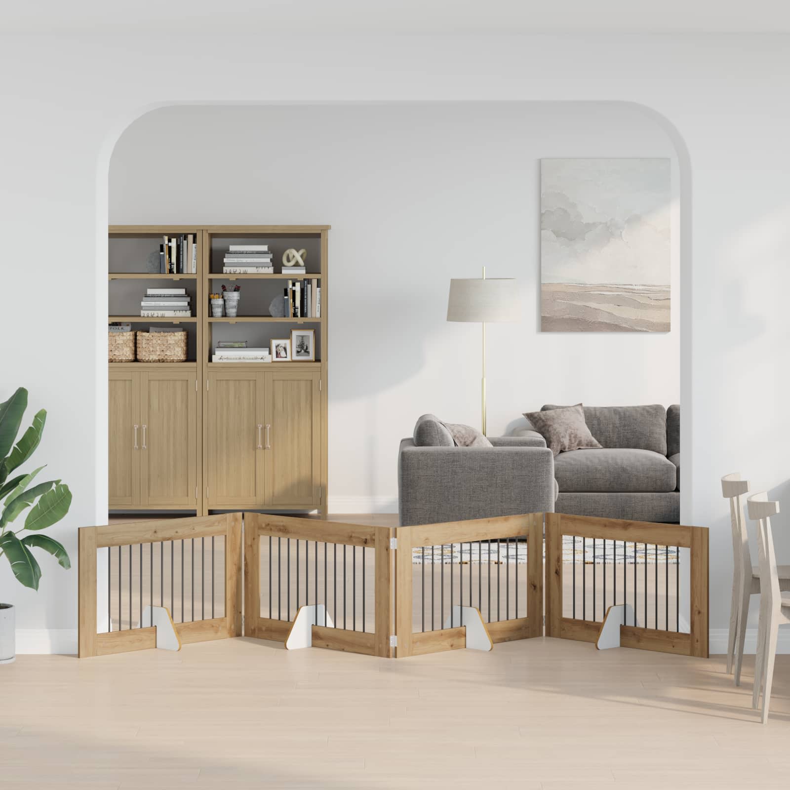 Skládací psí brána se stojany 4 pcs Dub artisan 401 cm