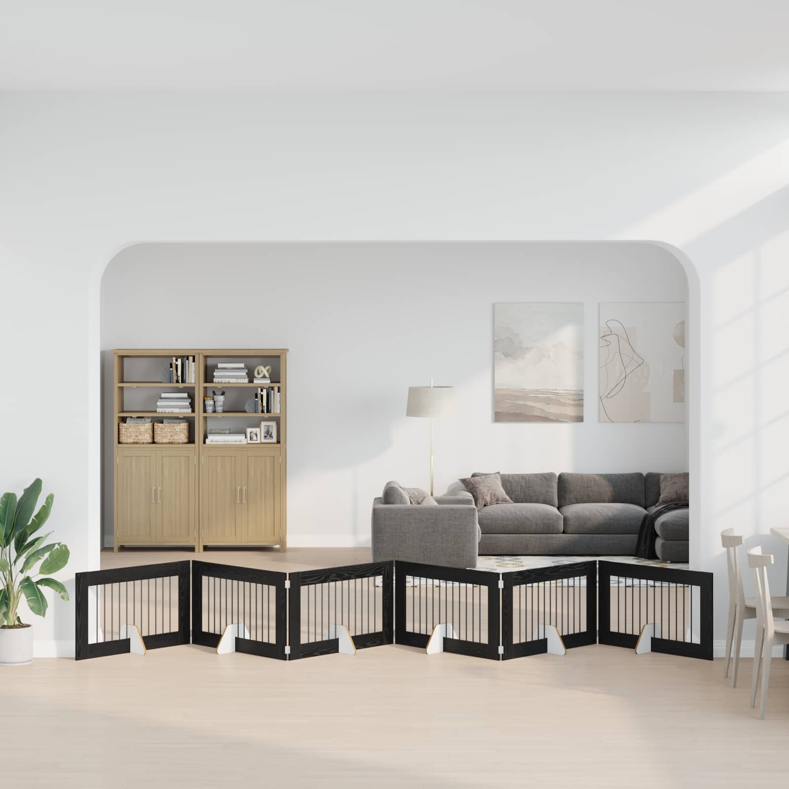 Skládací psí brána se stojany 6 pcs Černý dub 602 cm