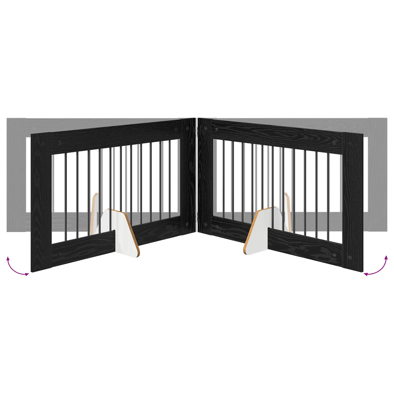Skládací psí brána se stojany 6 pcs Černý dub 602 cm