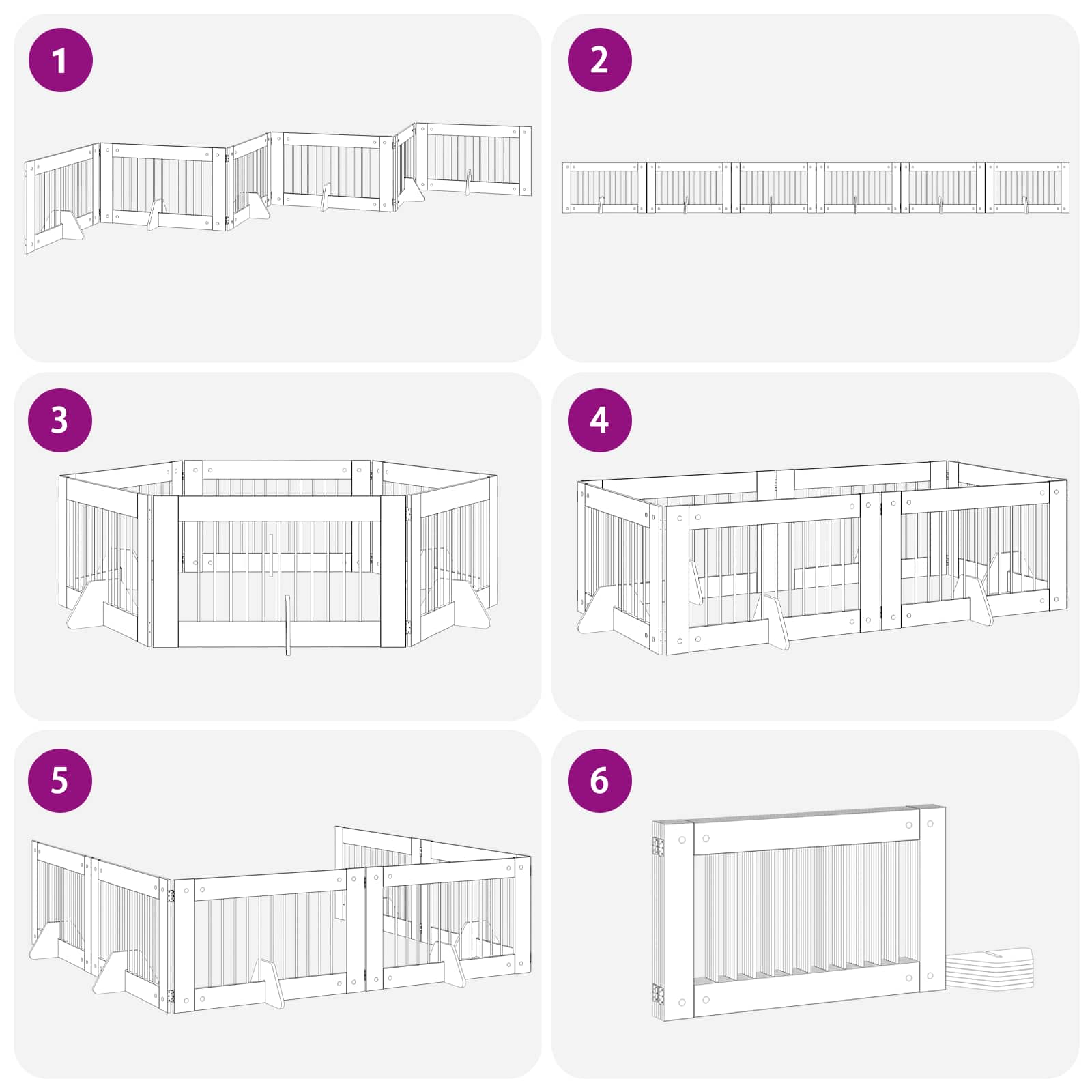 Skládací psí brána se stojany 6 pcs Černý dub 602 cm