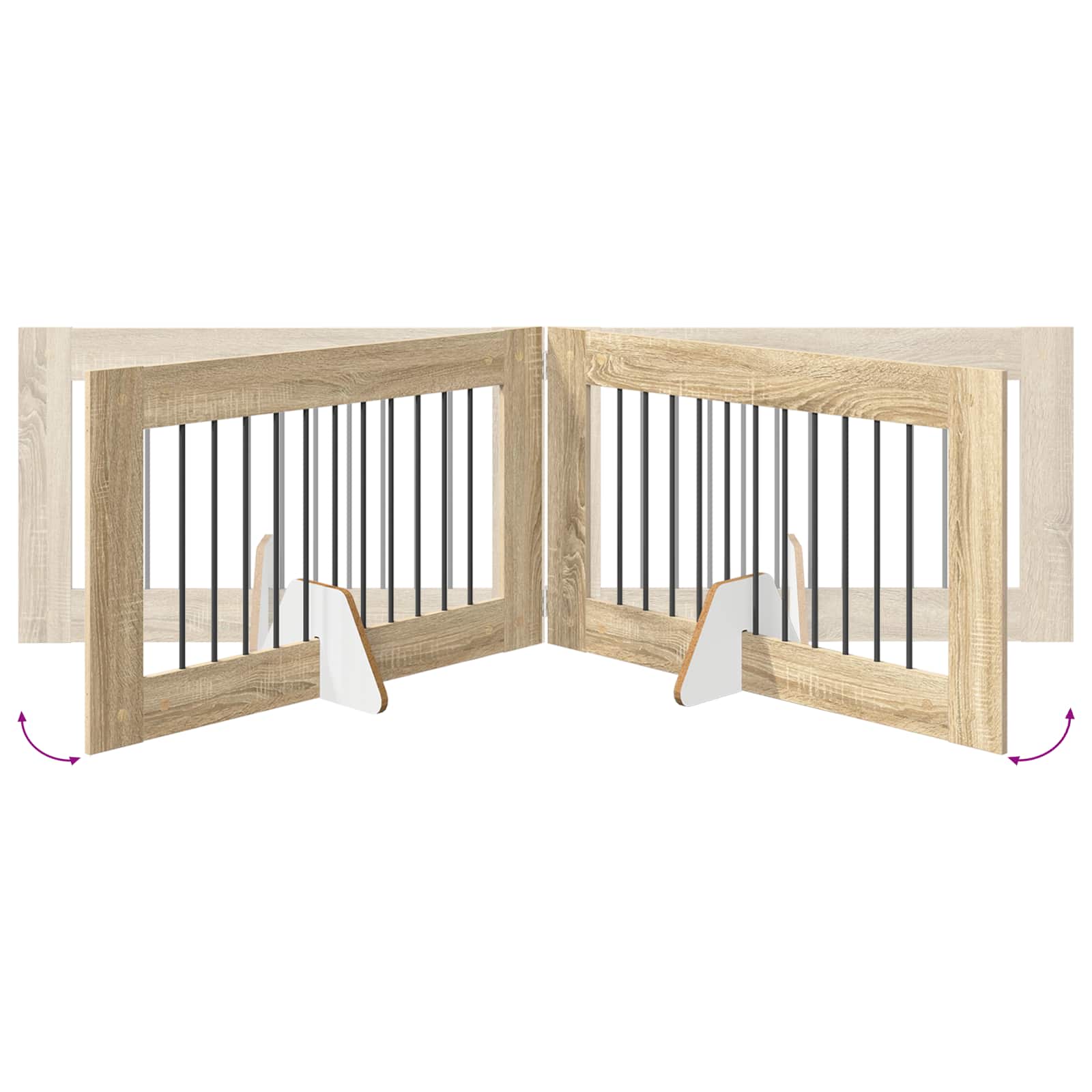 Skládací psí brána se stojany 6 pcs Dub sonoma 602 cm
