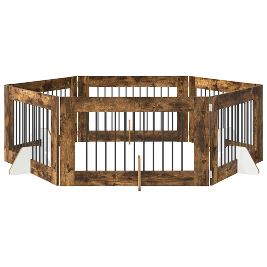 Skládací psí brána se stojany 6 pcs Kouřový dub 602 cm