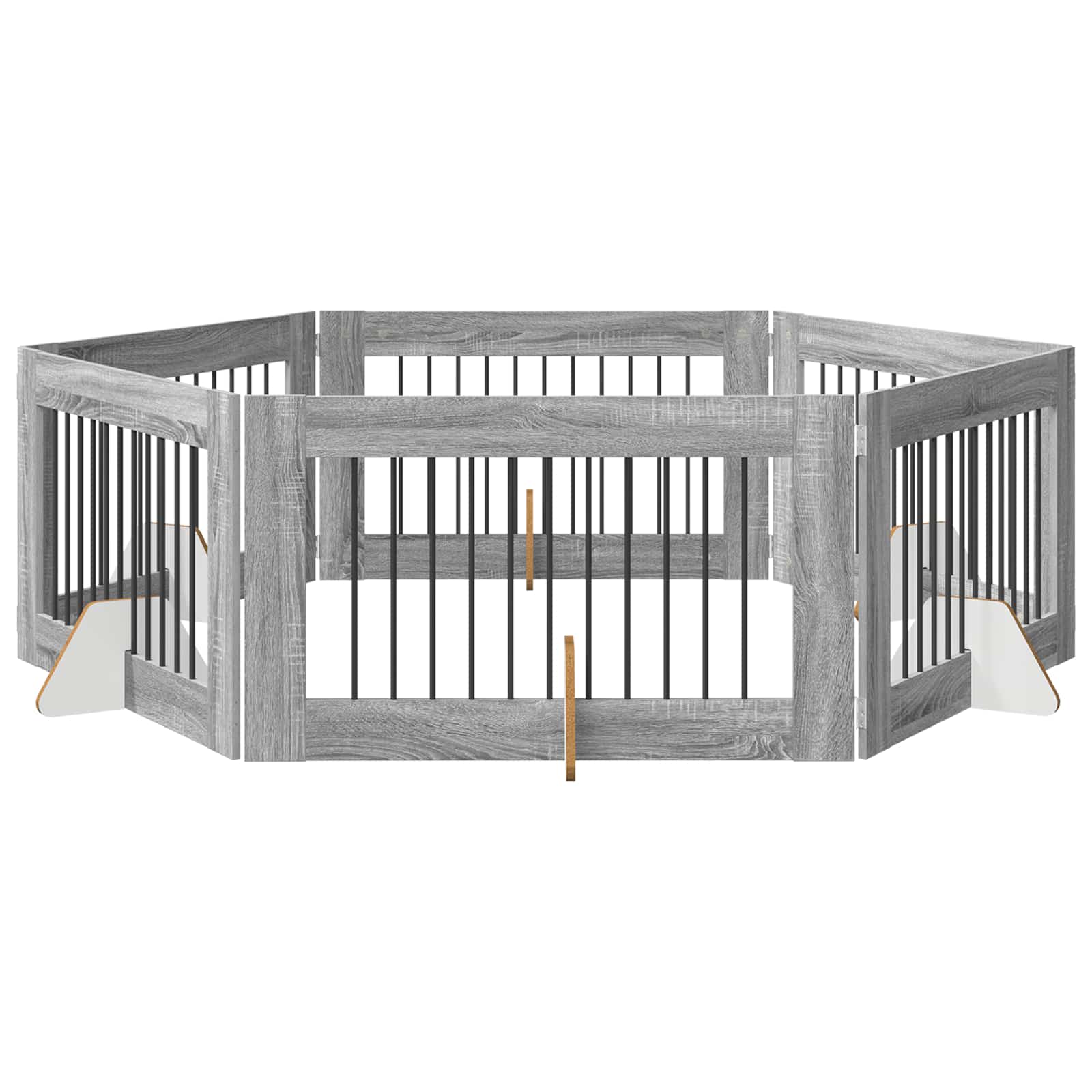 Skládací psí brána se stojany 6 pcs Šedá sonoma 602 cm