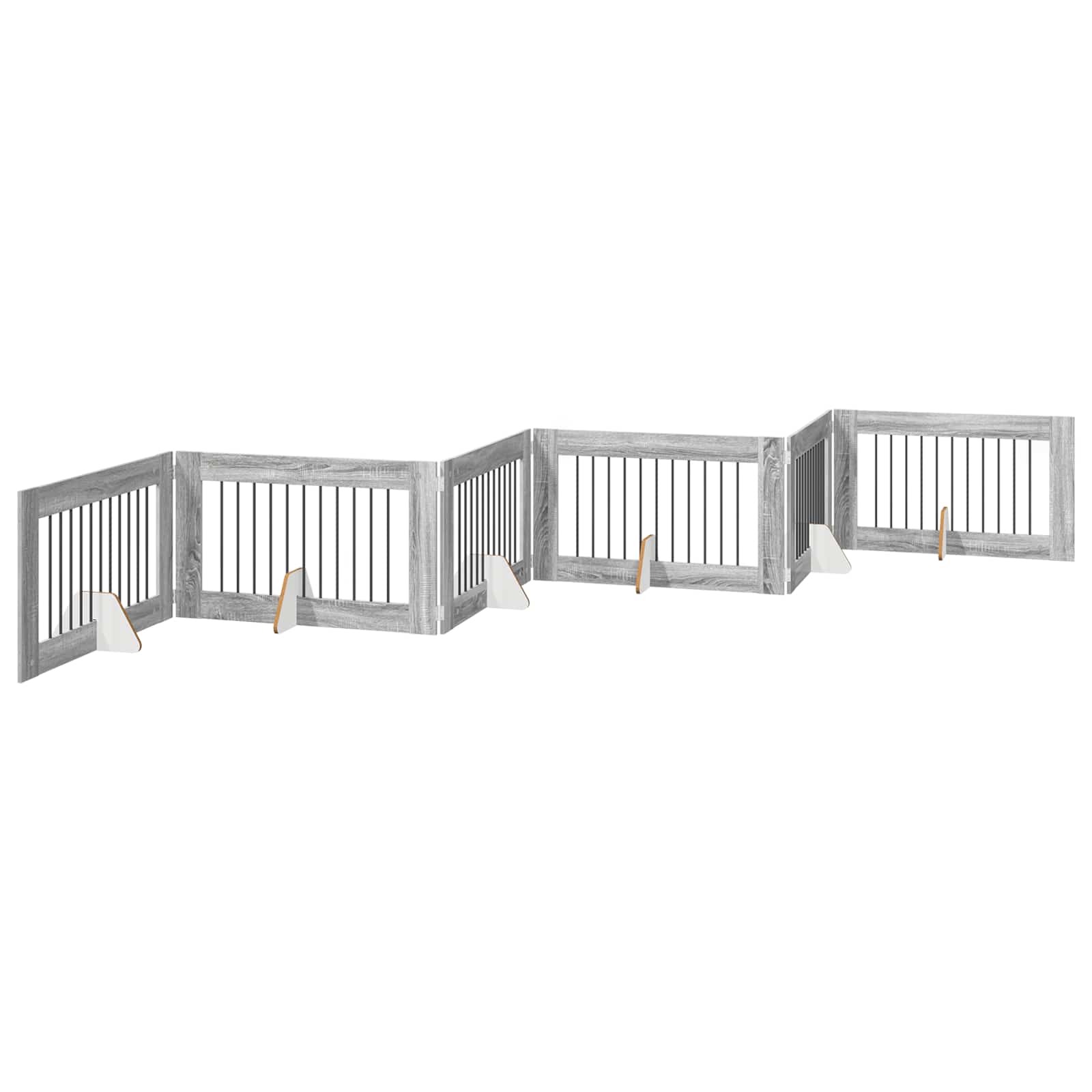 Skládací psí brána se stojany 6 pcs Šedá sonoma 602 cm