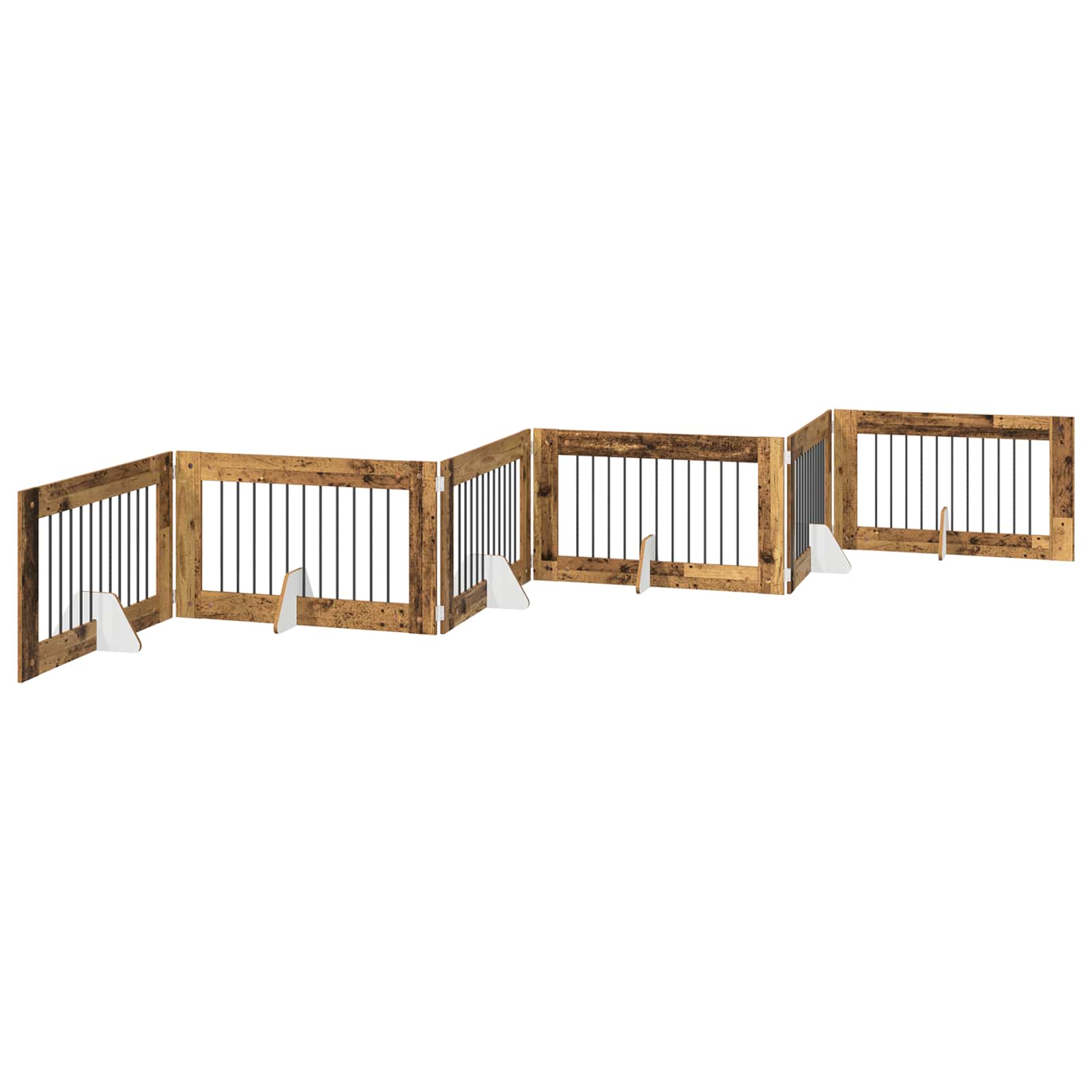 Skládací psí brána se stojany 6 pcs Staré dřevo 602 cm