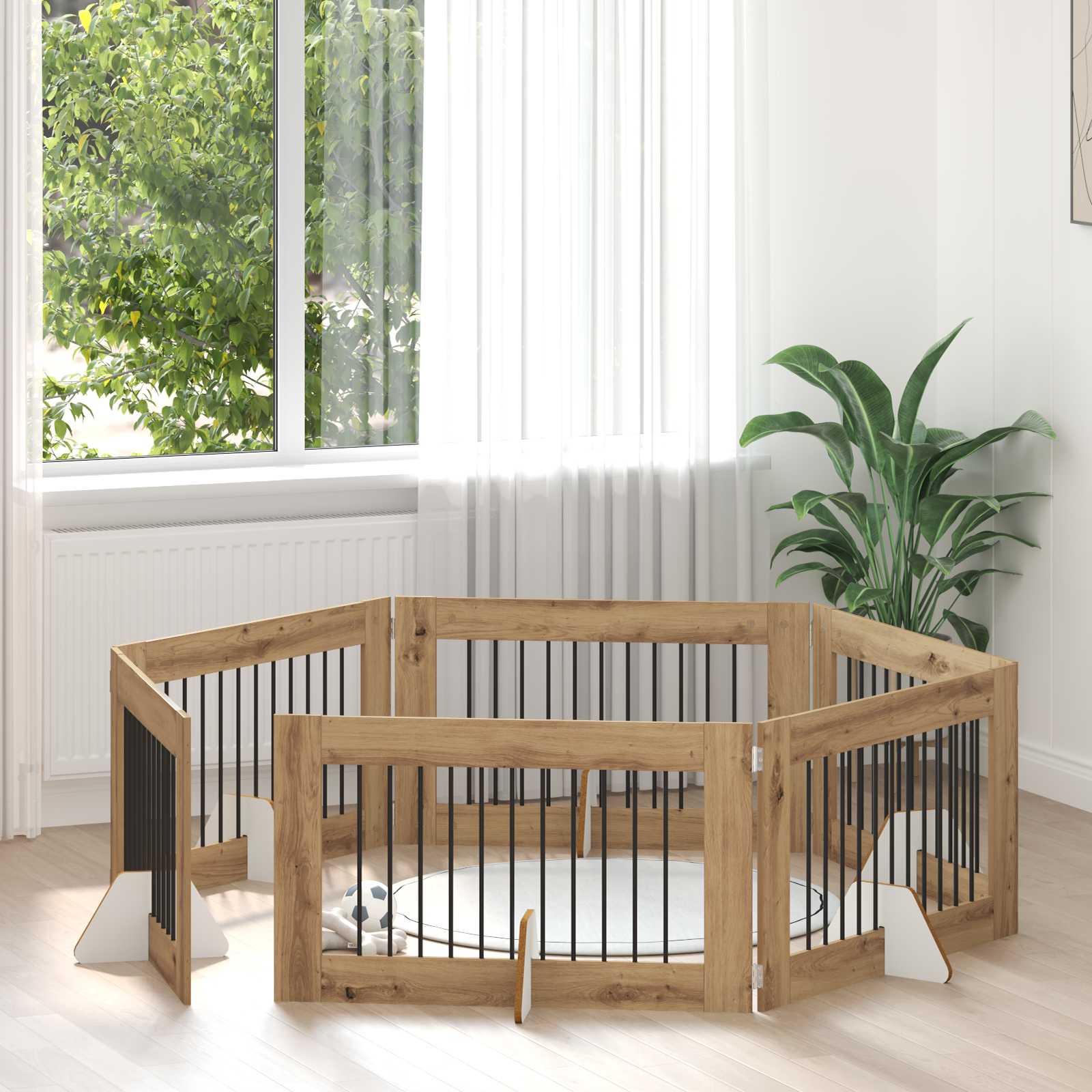 Skládací psí brána se stojany 6 pcs Dub artisan 602 cm