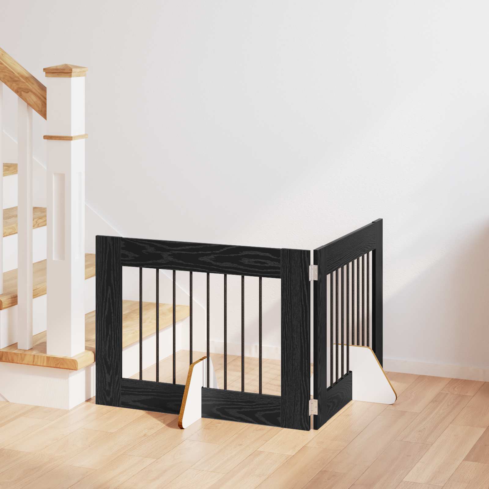 Skládací psí brána se stojany 2 pcs Černý dub 160,5 cm