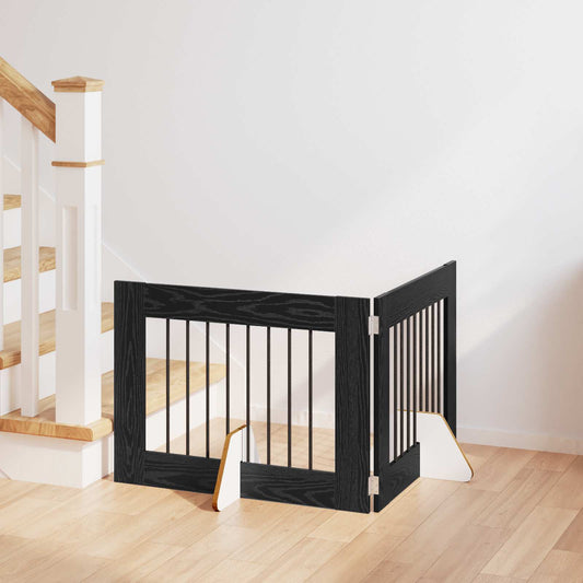 Skládací psí brána se stojany 2 pcs Černý dub 160,5 cm