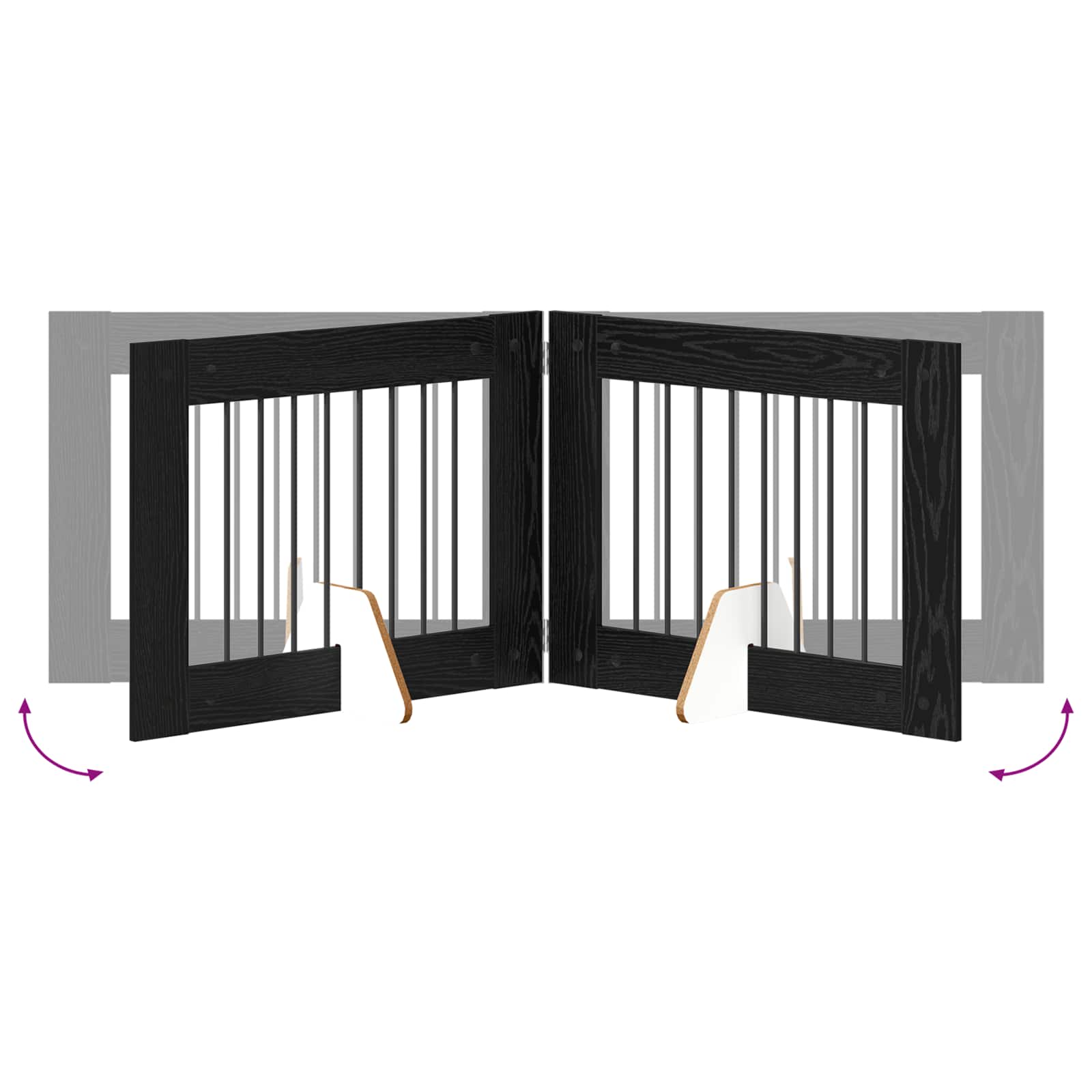 Skládací psí brána se stojany 2 pcs Černý dub 160,5 cm