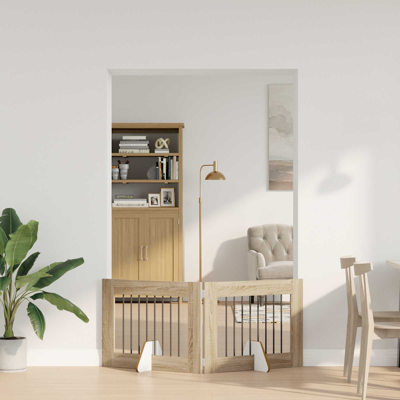 Skládací psí brána se stojany 2 pcs Dub sonoma 160,5 cm