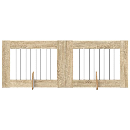 Skládací psí brána se stojany 2 pcs Dub sonoma 160,5 cm