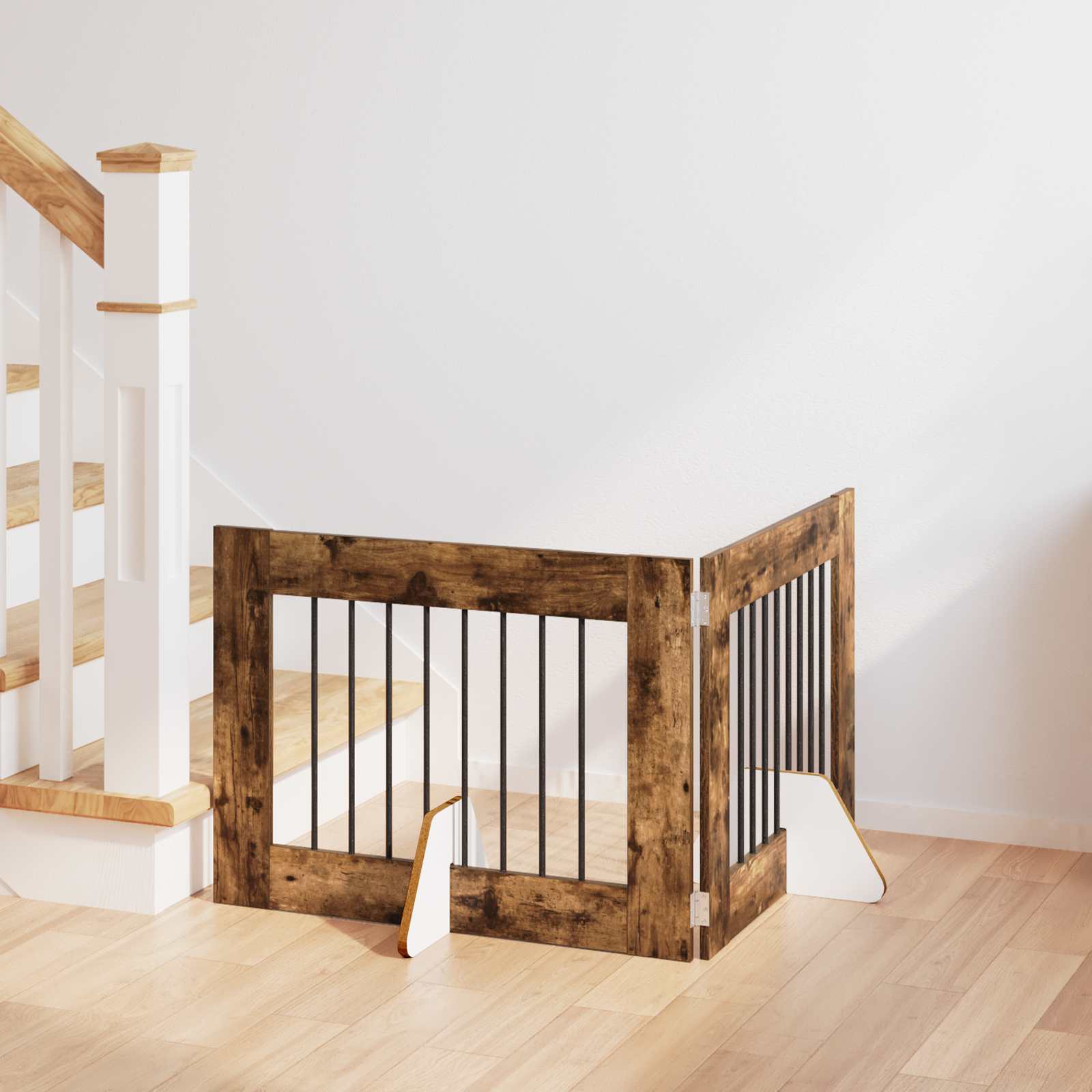 Skládací psí brána se stojany 2 pcs Kouřový dub 160,5 cm