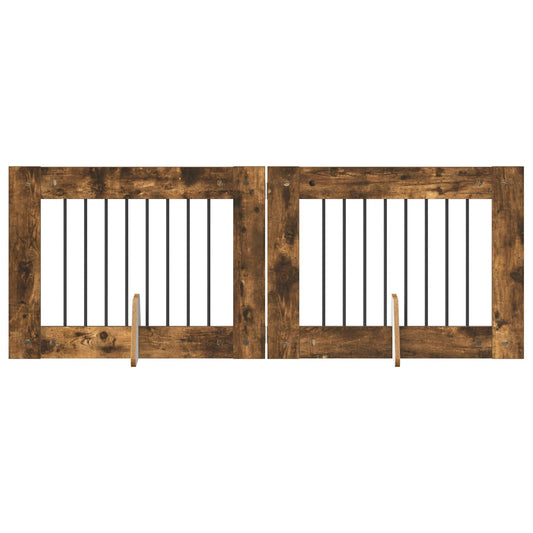 Skládací psí brána se stojany 2 pcs Kouřový dub 160,5 cm