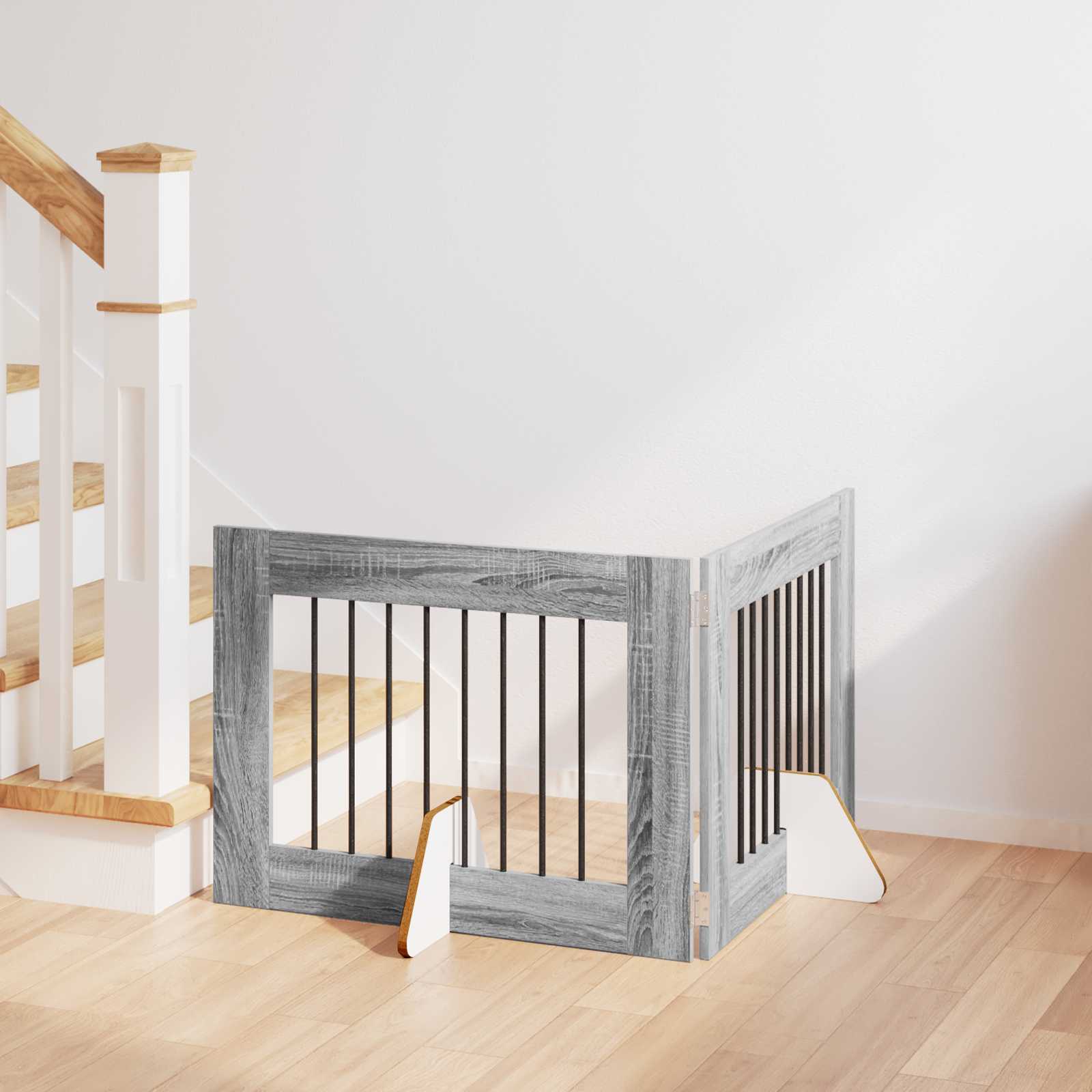 Skládací psí brána se stojany 2 pcs Šedá sonoma 160,5 cm
