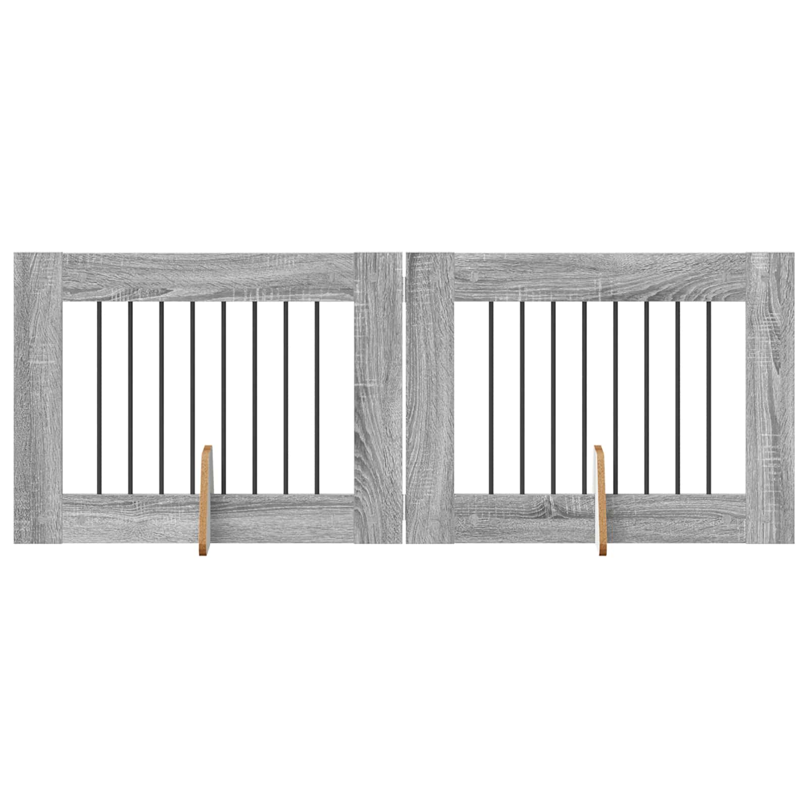 Skládací psí brána se stojany 2 pcs Šedá sonoma 160,5 cm