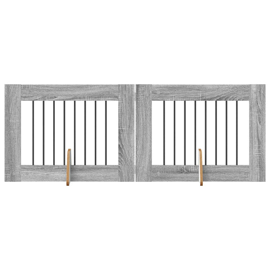 Skládací psí brána se stojany 2 pcs Šedá sonoma 160,5 cm
