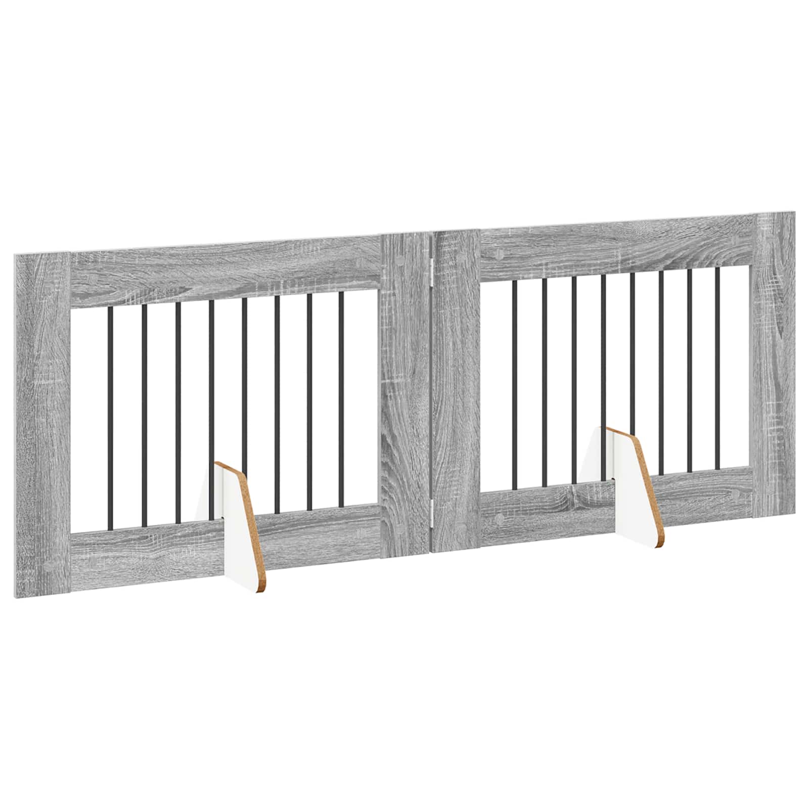 Skládací psí brána se stojany 2 pcs Šedá sonoma 160,5 cm