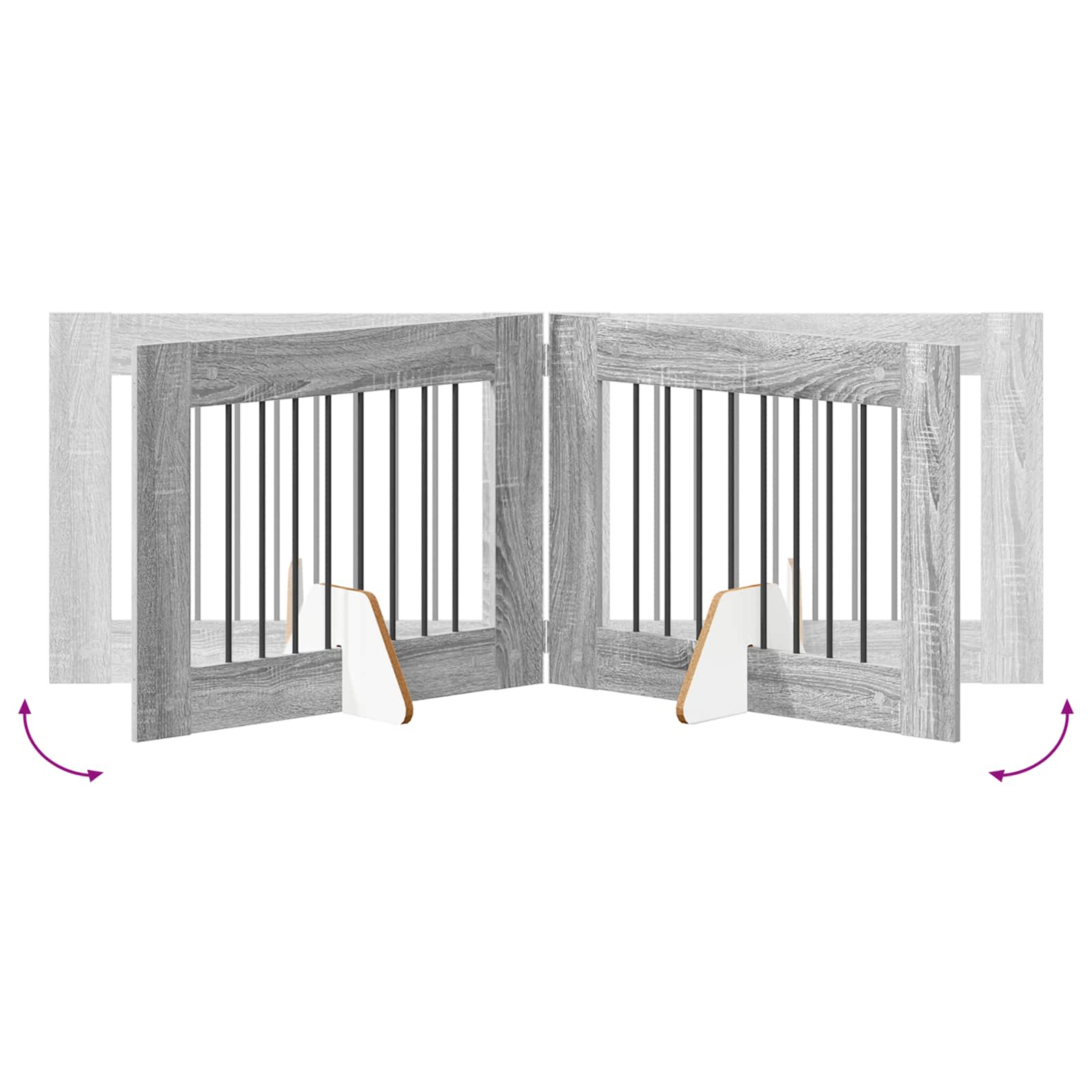 Skládací psí brána se stojany 2 pcs Šedá sonoma 160,5 cm