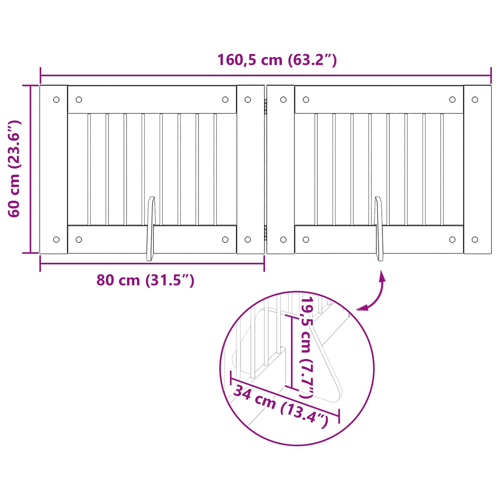 Skládací psí brána se stojany 2 pcs Šedá sonoma 160,5 cm
