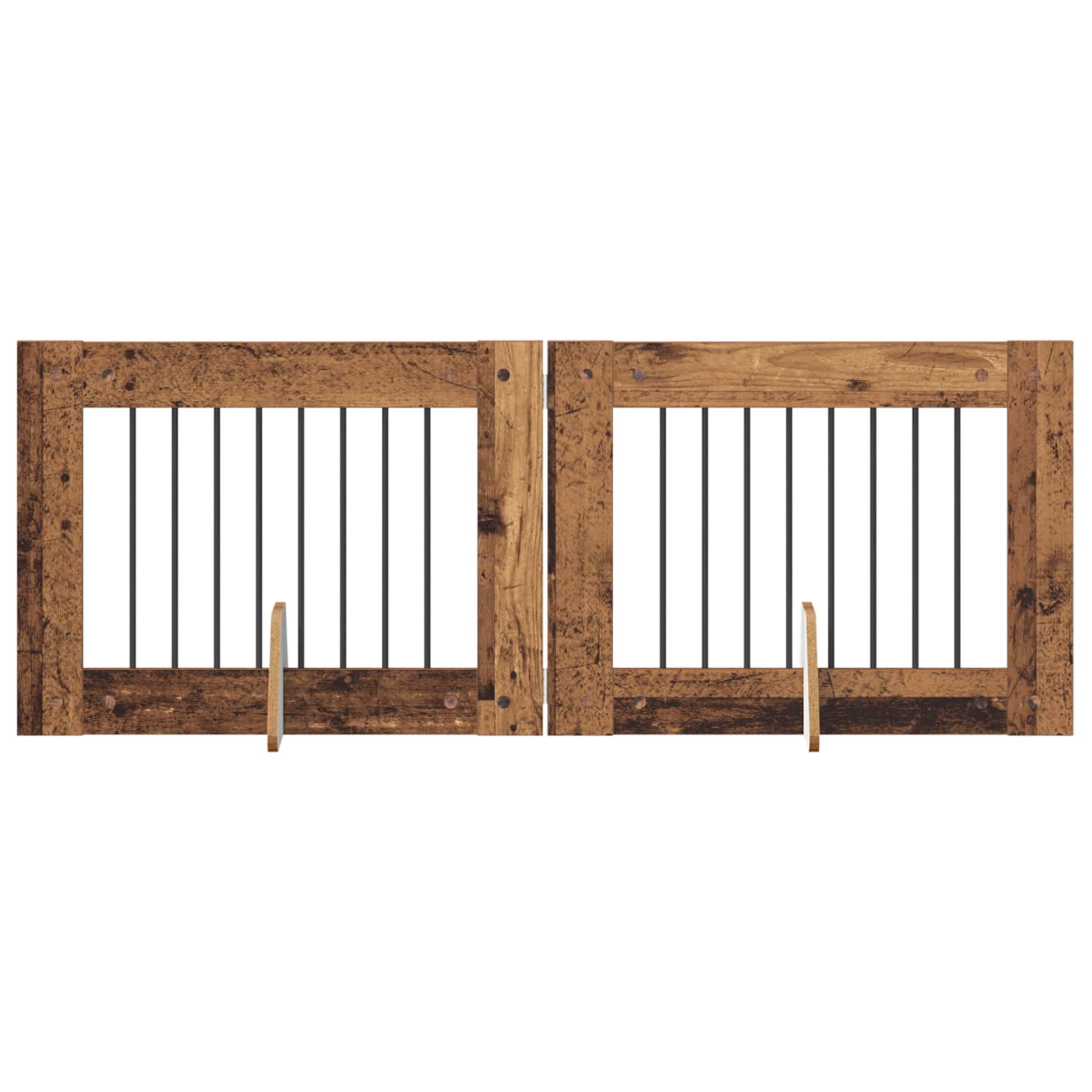 Skládací psí brána se stojany 2 pcs Staré dřevo 160,5 cm