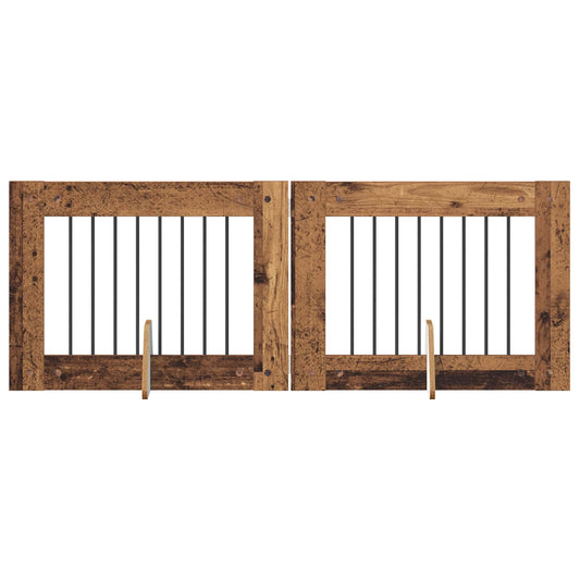 Skládací psí brána se stojany 2 pcs Staré dřevo 160,5 cm