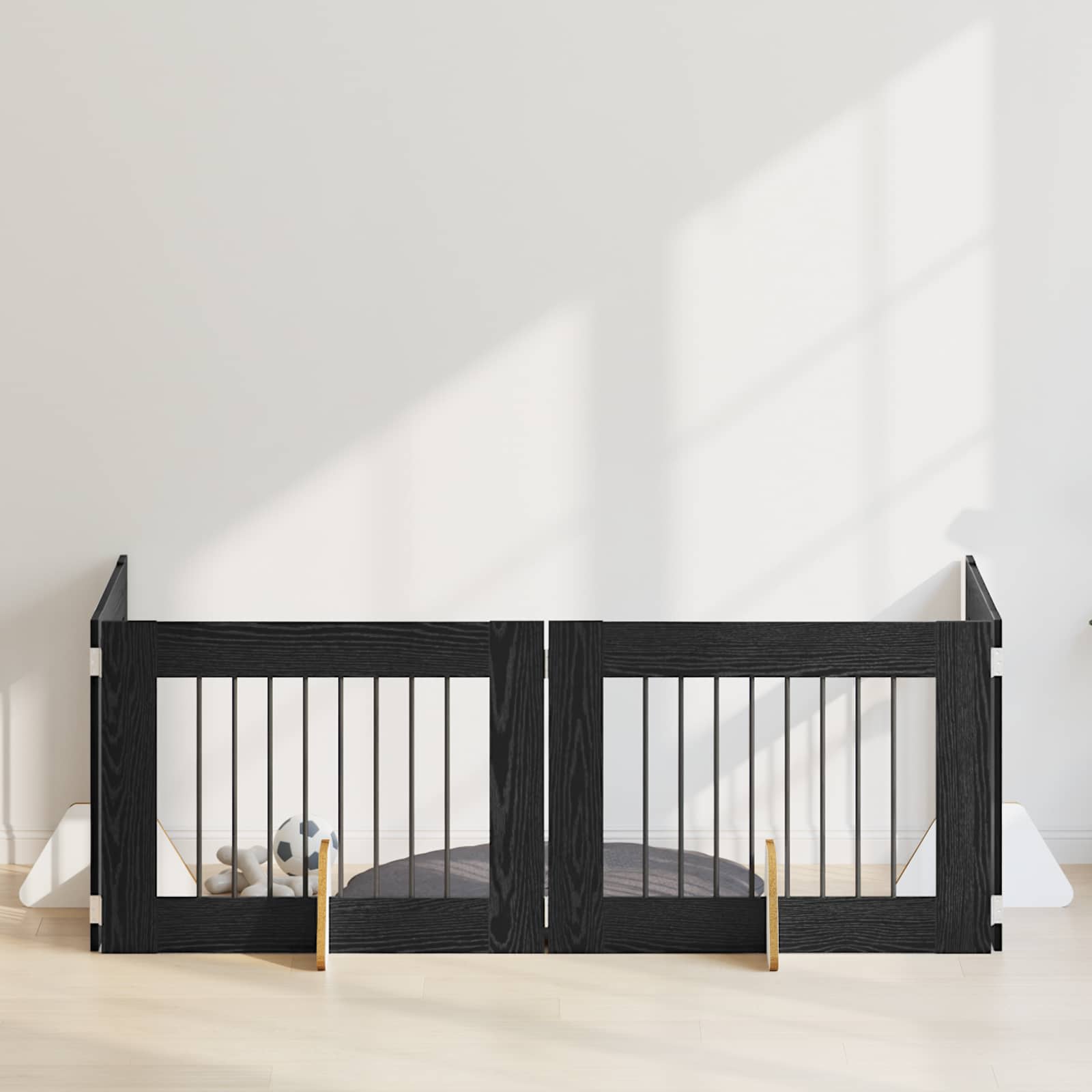 Skládací psí brána se stojany 4 pcs Černý dub 321 cm