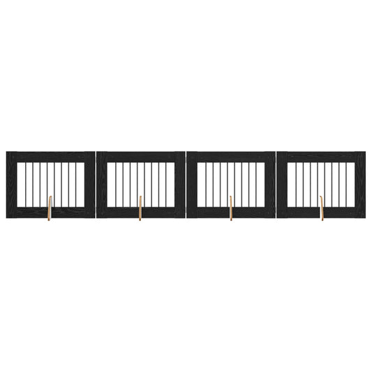 Skládací psí brána se stojany 4 pcs Černý dub 321 cm