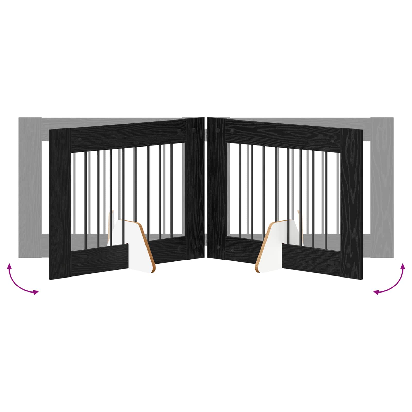 Skládací psí brána se stojany 4 pcs Černý dub 321 cm