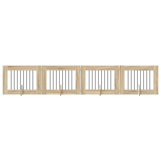 Skládací psí brána se stojany 4 pcs Dub sonoma 321 cm
