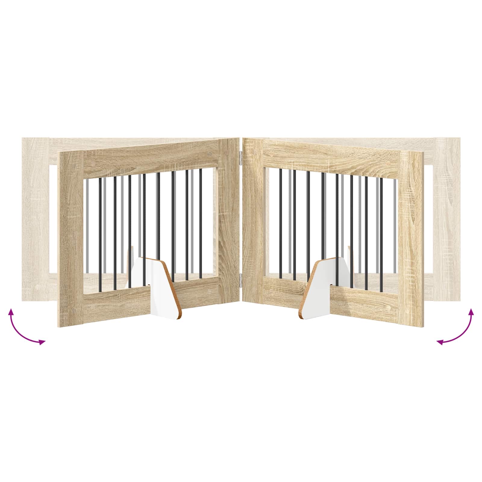Skládací psí brána se stojany 4 pcs Dub sonoma 321 cm