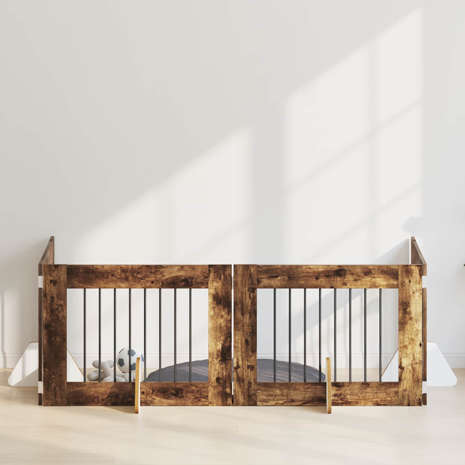 Skládací psí brána se stojany 4 pcs Kouřový dub 321 cm