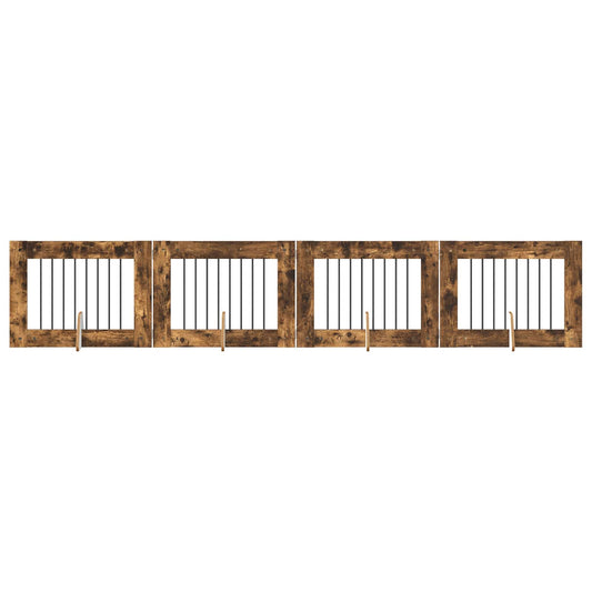 Skládací psí brána se stojany 4 pcs Kouřový dub 321 cm
