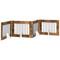 Načíst obrázek do prohlížeče galerie, Skládací psí brána se stojany 4 pcs Kouřový dub 321 cm

