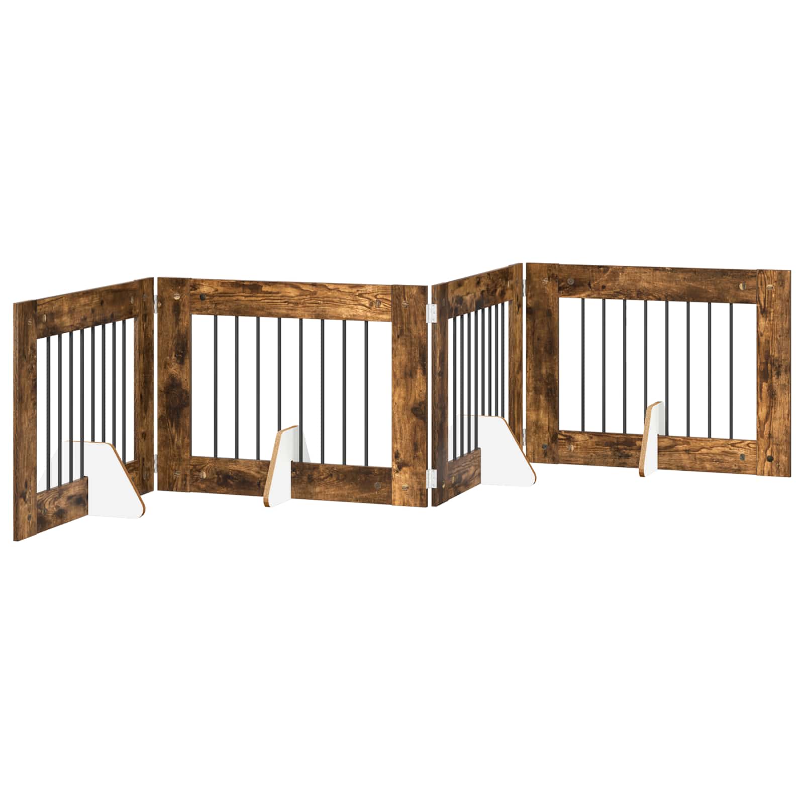 Skládací psí brána se stojany 4 pcs Kouřový dub 321 cm