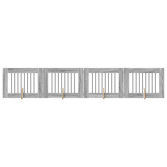 Skládací psí brána se stojany 4 pcs Šedá sonoma 321 cm