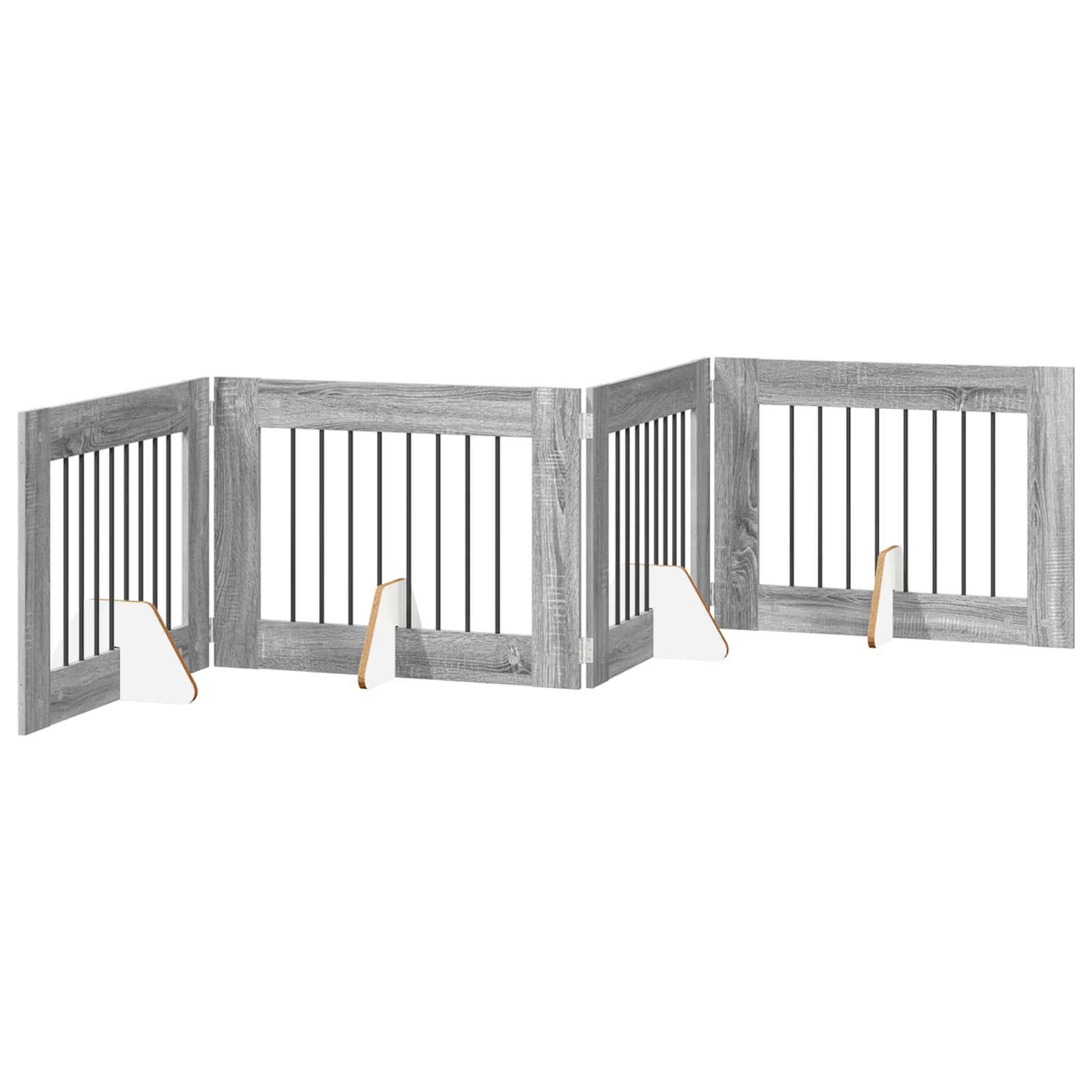 Skládací psí brána se stojany 4 pcs Šedá sonoma 321 cm