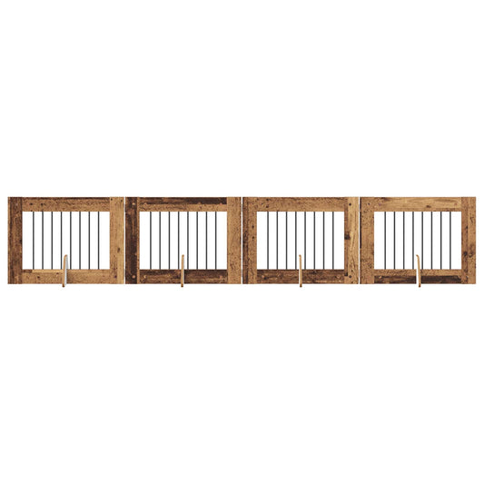Skládací psí brána se stojany 4 pcs Staré dřevo 321 cm