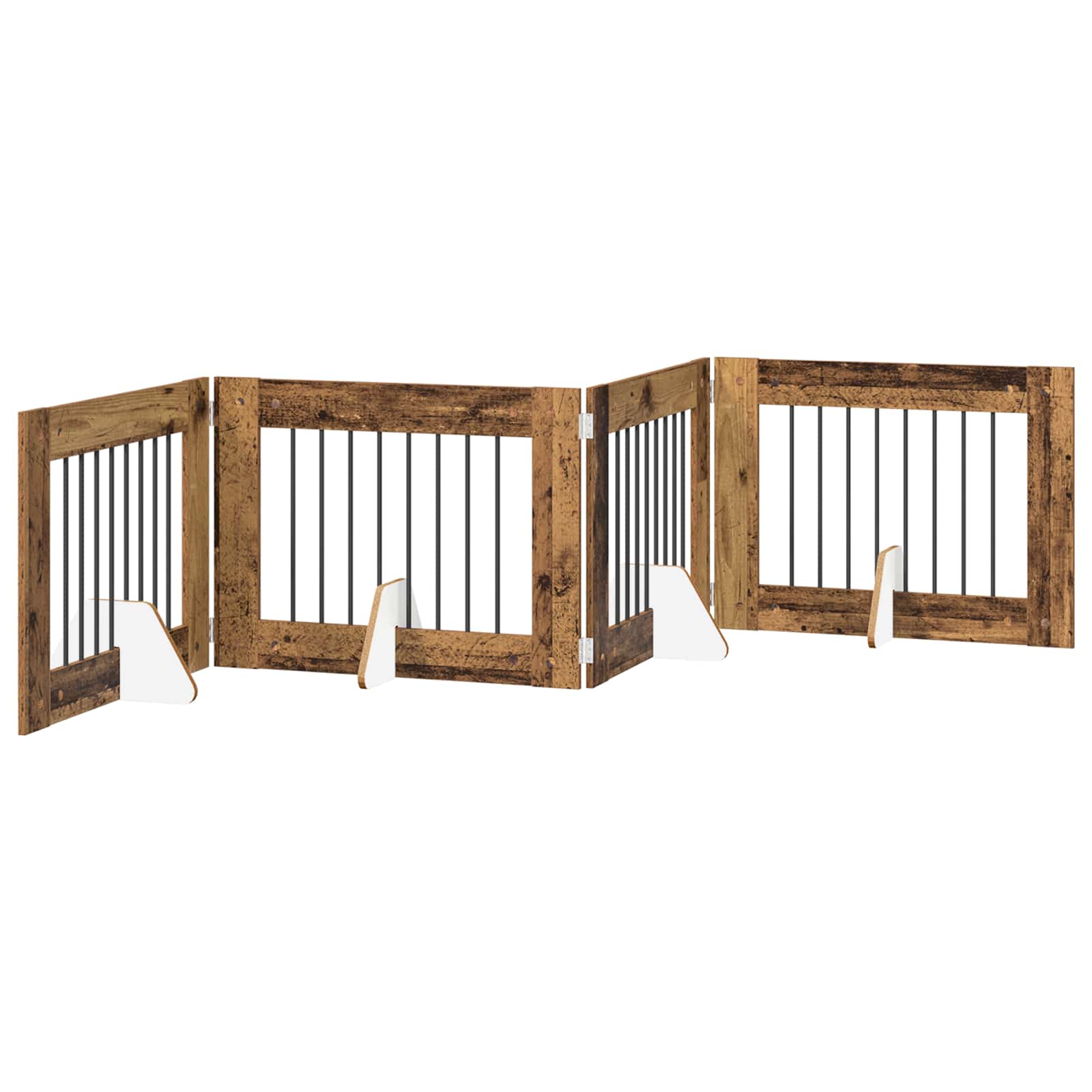 Skládací psí brána se stojany 4 pcs Staré dřevo 321 cm