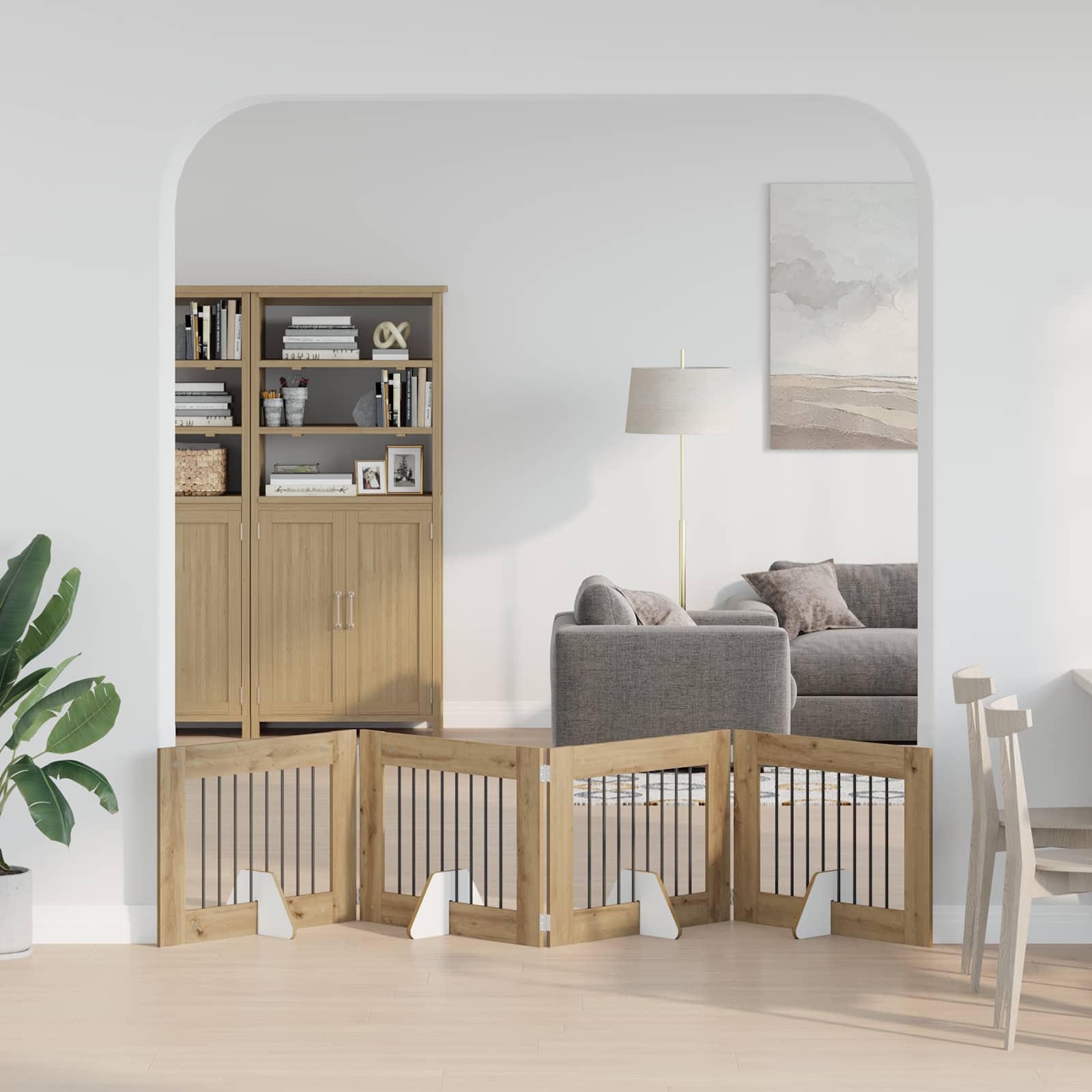 Skládací psí brána se stojany 4 pcs Dub artisan 321 cm