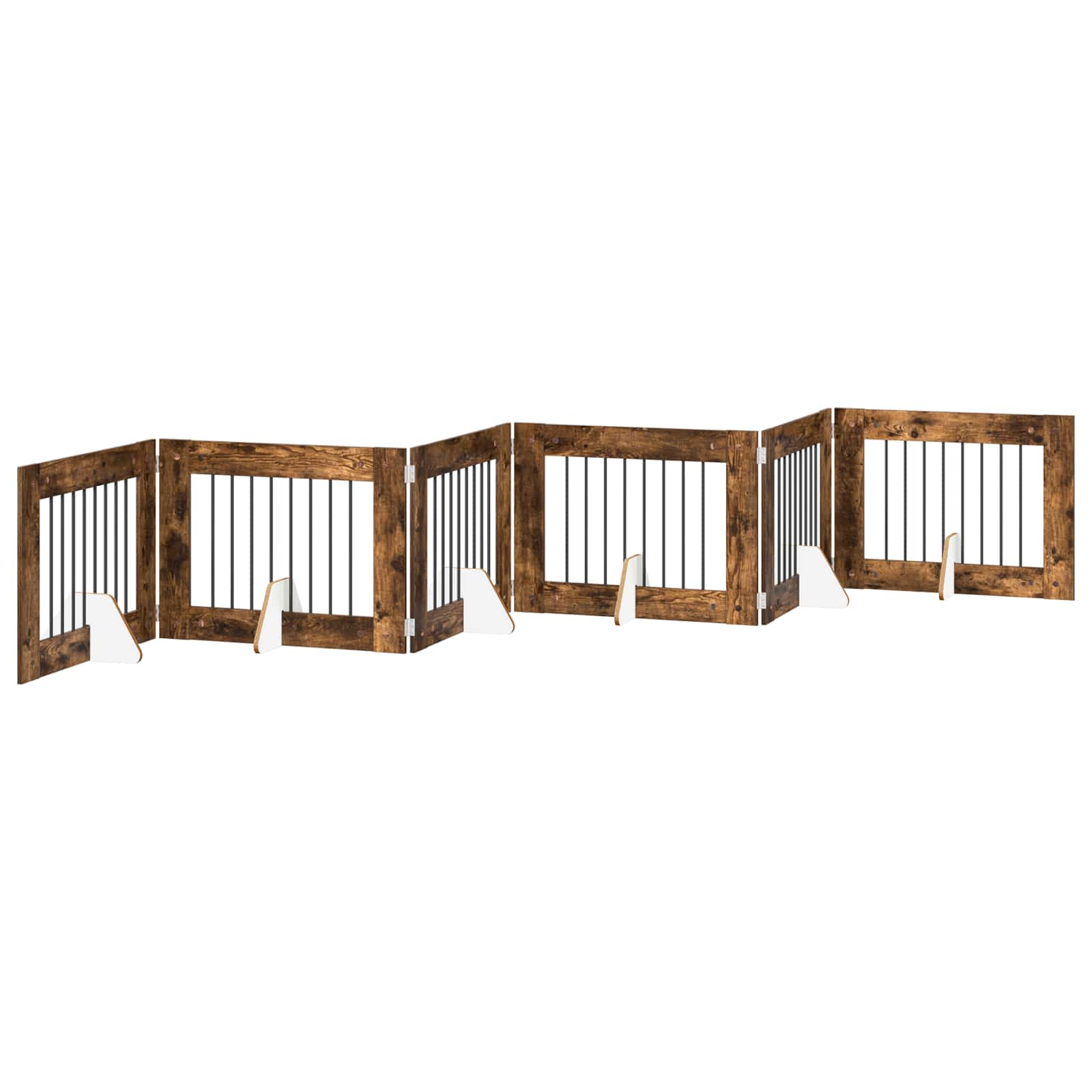 Skládací psí brána se stojany 6 pcs Kouřový dub 482 cm