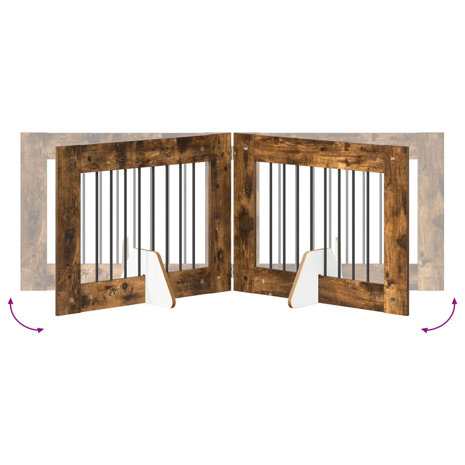 Skládací psí brána se stojany 6 pcs Kouřový dub 482 cm