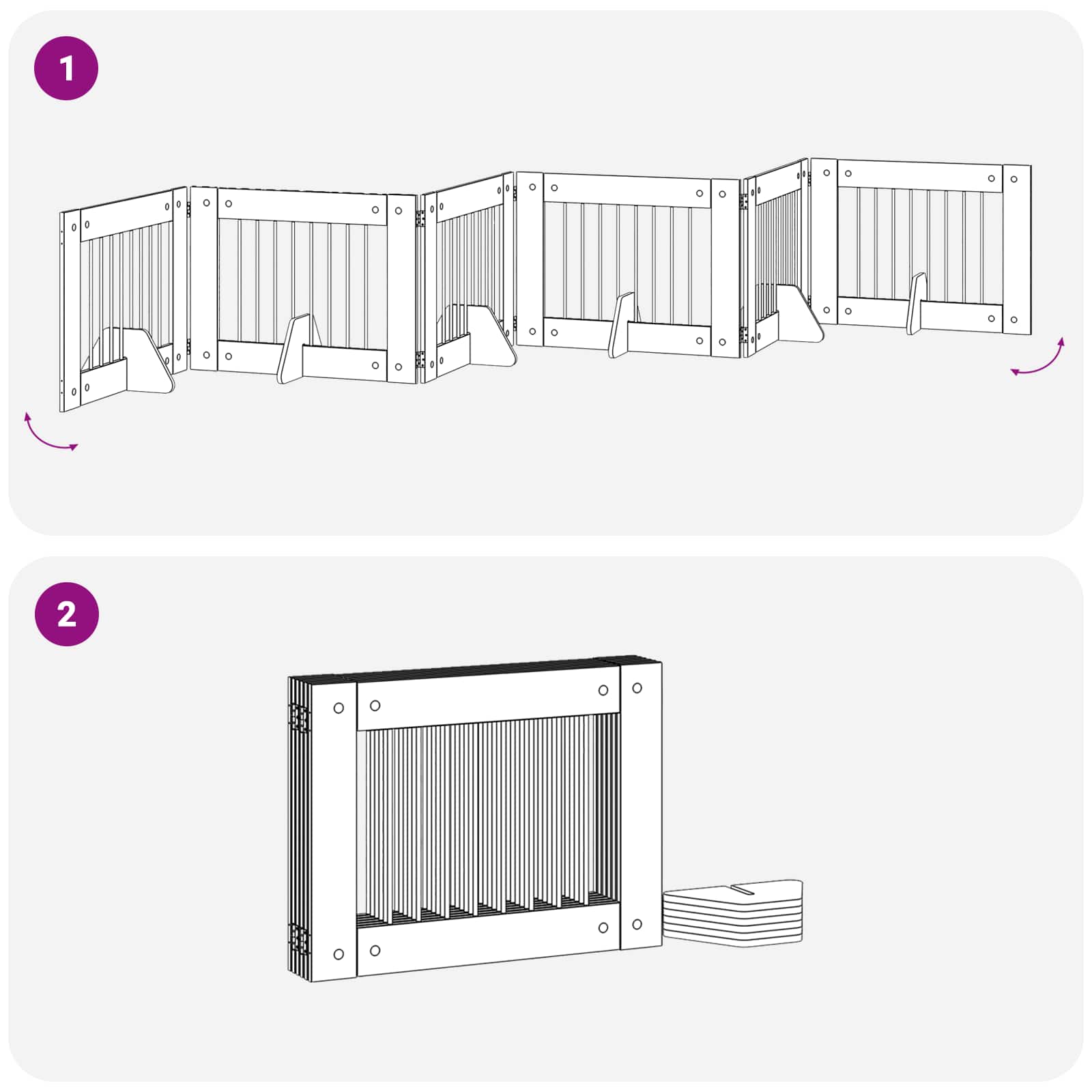 Skládací psí brána se stojany 6 pcs Kouřový dub 482 cm