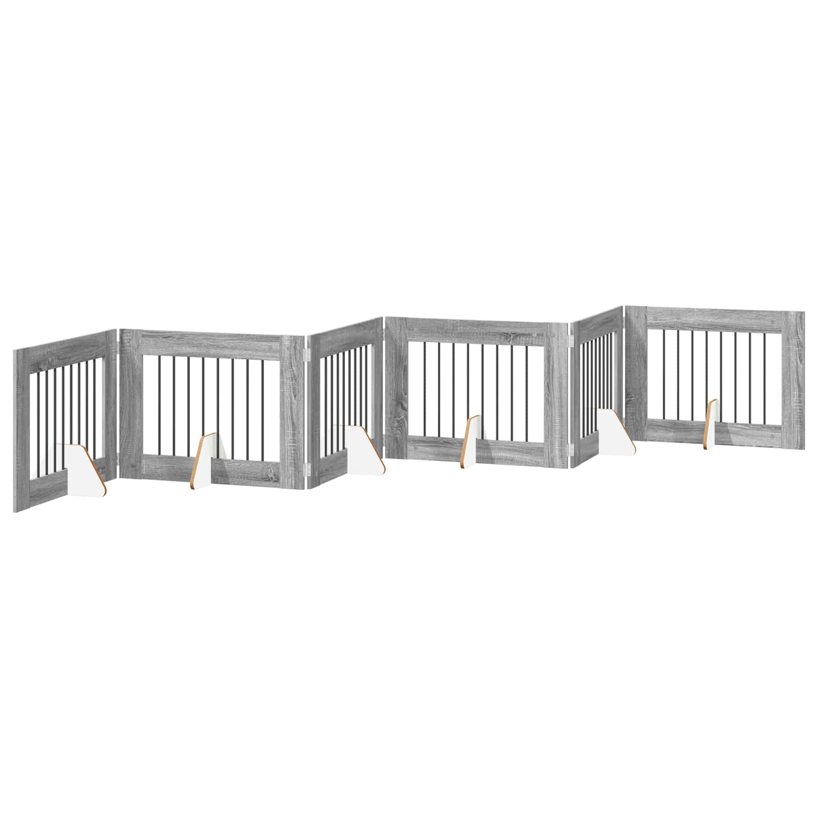 Skládací psí brána se stojany 6 pcs Šedá sonoma 482 cm