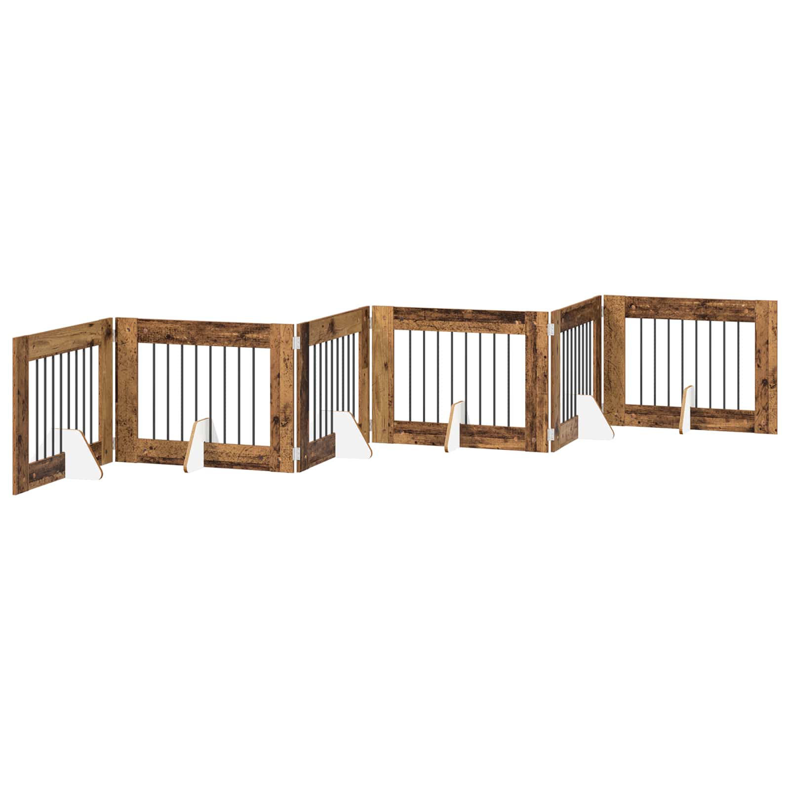 Skládací psí brána se stojany 6 pcs Staré dřevo 482 cm