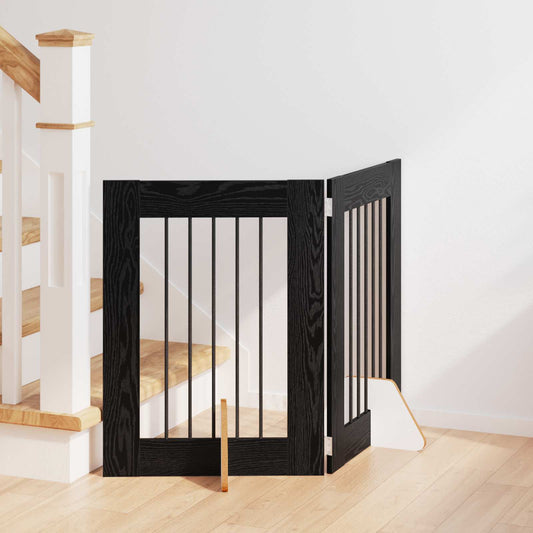 Skládací psí brána se stojany 2 pcs Černý dub 120,5 cm